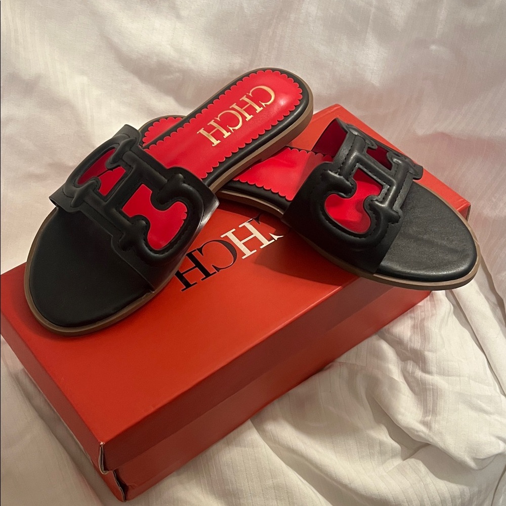 Leather black sandals